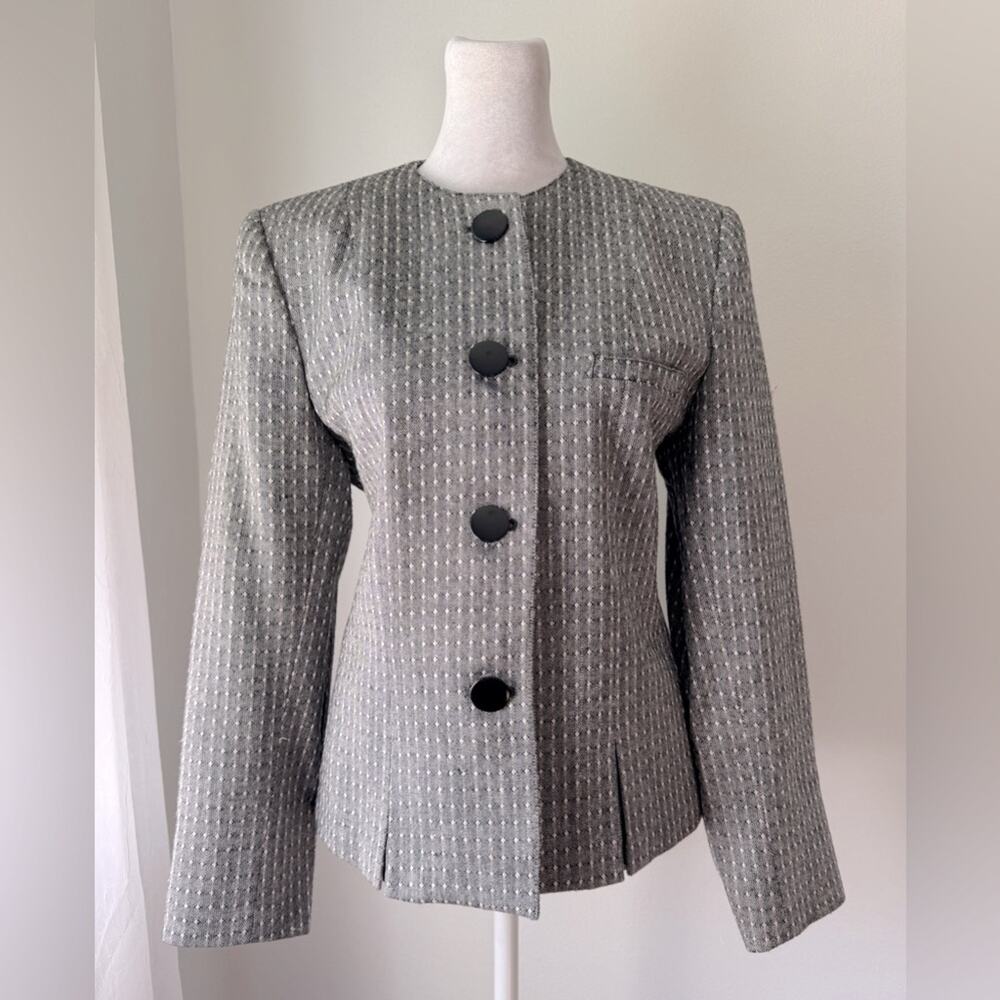 Vintage ‘90s J. Gallery Black & White Textured Collarless Blazer